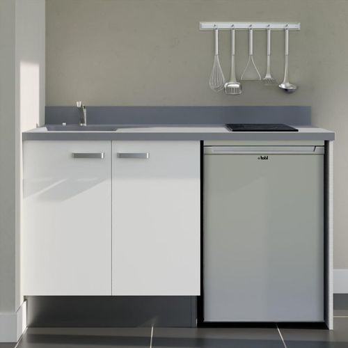 K17 : Blanc - Plan Monobloc Cromo Évier à Gauche + Electro Inox