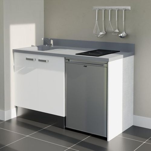 K17 : Blanc - Plan Monobloc Cromo Évier à Gauche + Electro Inox