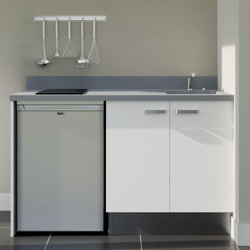 K17 : Blanc - Plan Monobloc Cromo Évier à Droite + Electro Inox