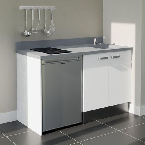 K17 : Blanc - Plan Monobloc Cromo Évier à Droite + Electro Inox