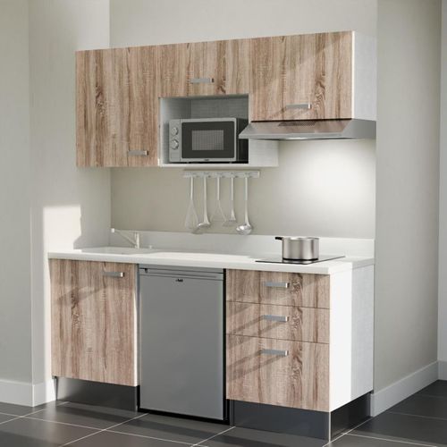 K20 : Bois - Plan Monobloc Snova Évier à Gauche + Electro Inox