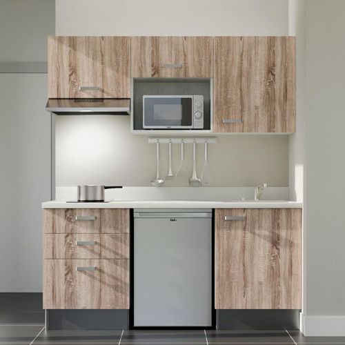 K20 : Bois - Plan Monobloc Snova Évier à Droite + Electro Inox