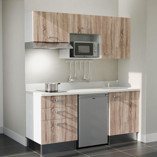 K20 : Bois - Plan Monobloc Snova Évier à Droite + Electro Inox