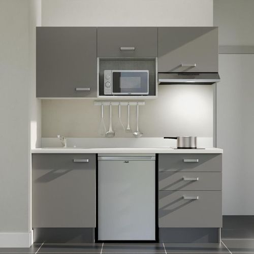 K20 : Gris - Plan Monobloc Snova Évier à Gauche + Electro Inox