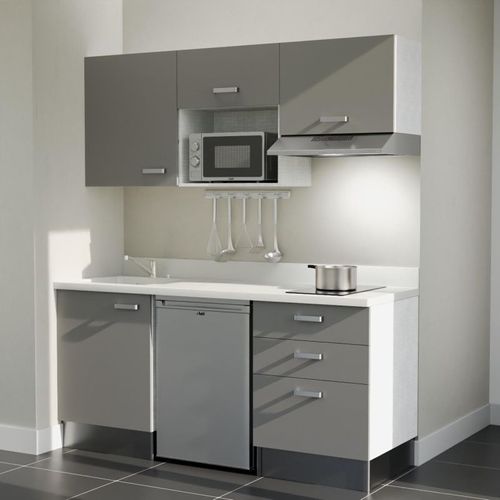 K20 : Gris - Plan Monobloc Snova Évier à Gauche + Electro Inox