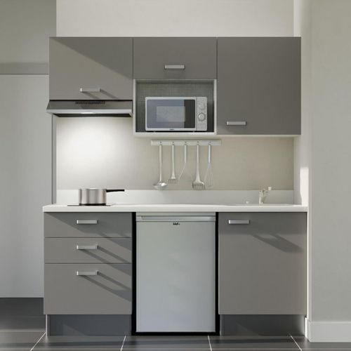 K20 : Gris - Plan Monobloc Snova Évier à Droite + Electro Inox