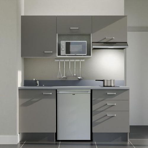 K20 : Gris - Plan Monobloc Cromo Évier à Gauche + Electro Inox