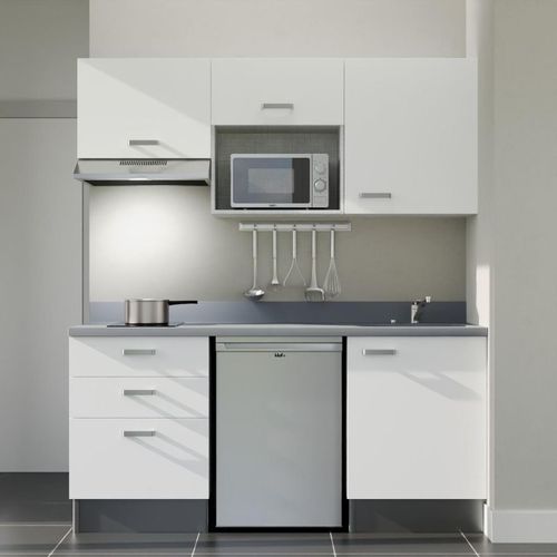 K20 : Blanc - Plan Monobloc Cromo Évier à Droite + Electro Inox