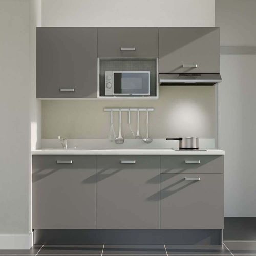 K30 : Gris - Plan Monobloc Snova Évier à Gauche + Electro Inox