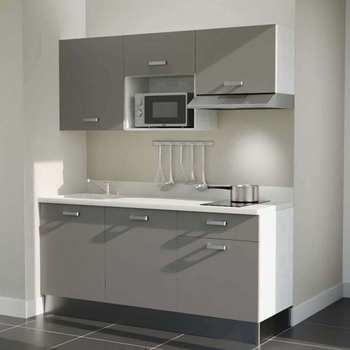 K30 : Gris - Plan Monobloc Snova Évier à Gauche + Electro Inox