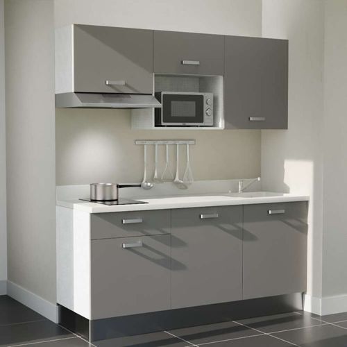 K30 : Gris - Plan Monobloc Snova Évier à Droite + Electro Inox