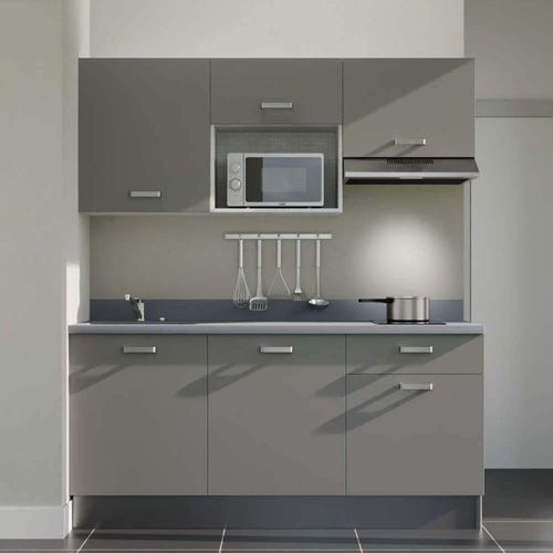 K30 : Gris - Plan Monobloc Cromo Évier à Gauche + Electro Inox