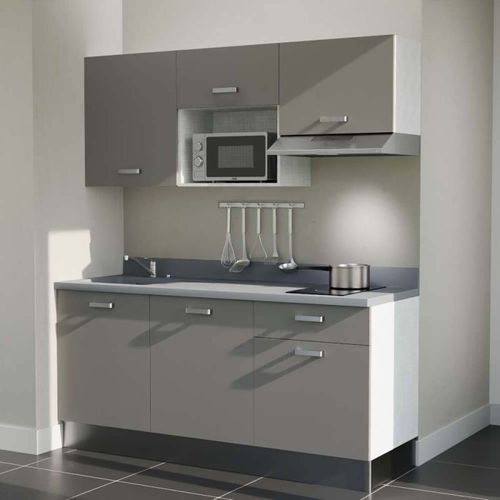 K30 : Gris - Plan Monobloc Cromo Évier à Gauche + Electro Inox