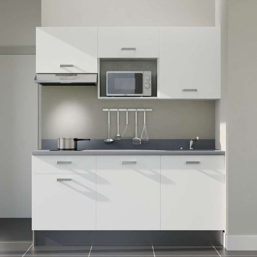 K30 : Blanc - Plan Monobloc Cromo Évier à Droite + Electro Inox