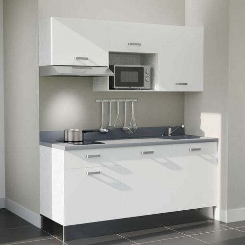 K30 : Blanc - Plan Monobloc Cromo Évier à Droite + Electro Inox