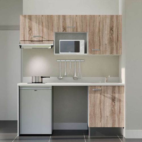 K55 : Bois - Plan Monobloc Snova Évier à Droite + Electro Inox