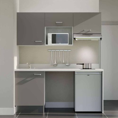 K55 : Gris - Plan Monobloc Snova Évier à Gauche + Electro Inox