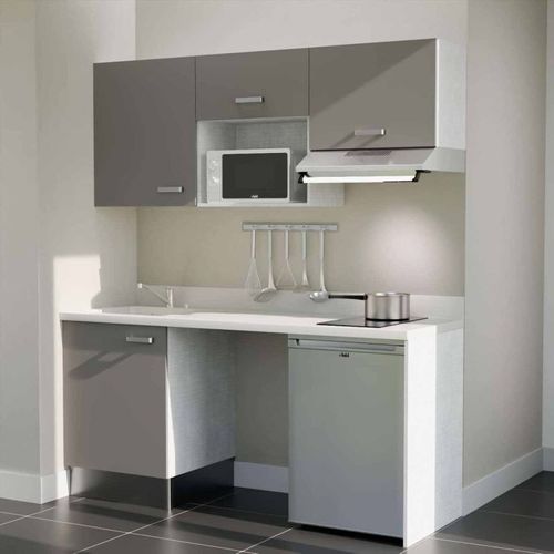 K55 : Gris - Plan Monobloc Snova Évier à Gauche + Electro Inox