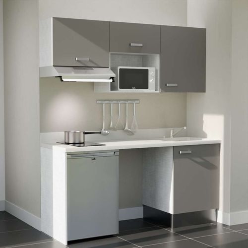 K55 : Gris - Plan Monobloc Snova Évier à Droite + Electro Inox