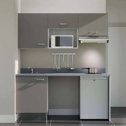 K55 : Gris - Plan Monobloc Cromo Évier à Gauche + Electro Inox