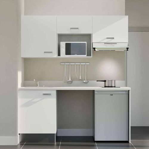 K55 : Blanc - Plan Monobloc Snova Évier à Gauche + Electro Inox