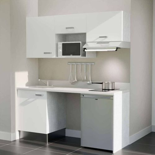 K55 : Blanc - Plan Monobloc Snova Évier à Gauche + Electro Inox