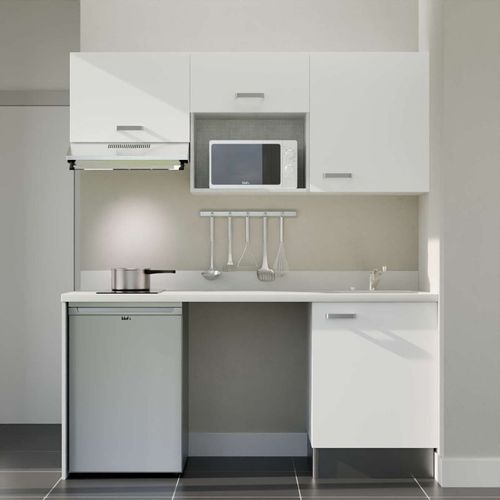 K55 : Blanc - Plan Monobloc Snova Évier à Droite + Electro Inox