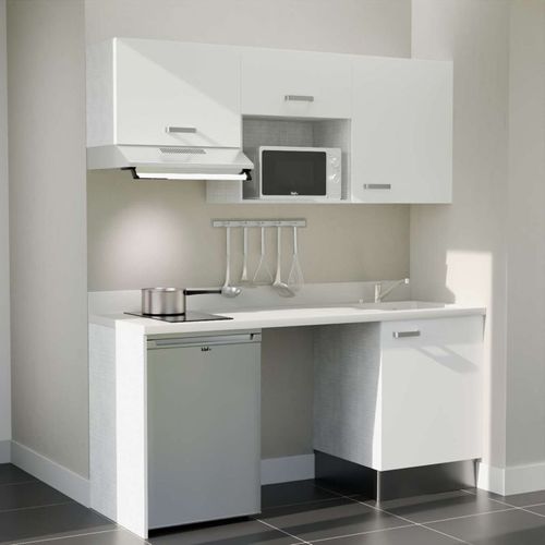 K55 : Blanc - Plan Monobloc Snova Évier à Droite + Electro Inox