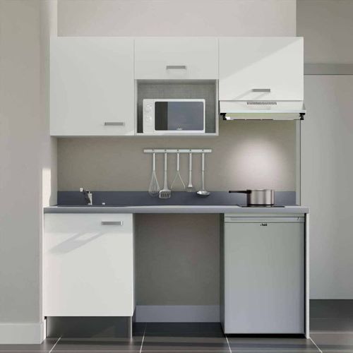 K55 : Blanc - Plan Monobloc Cromo Évier à Gauche + Electro Inox