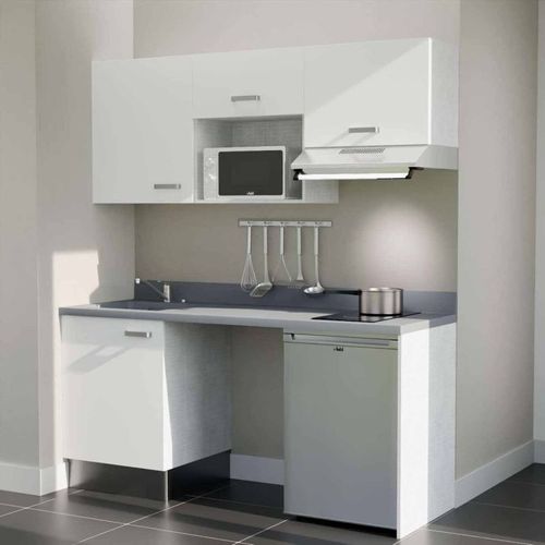 K55 : Blanc - Plan Monobloc Cromo Évier à Gauche + Electro Inox