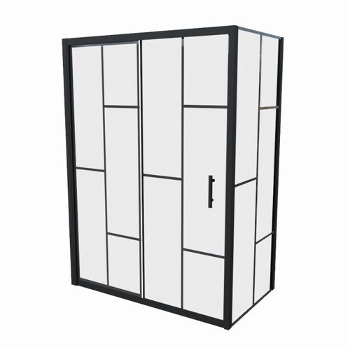 Paroi De Douche D'angle Effet Verrière Atelia Avec Porte Coulissante 140 Cm X 80 Cm