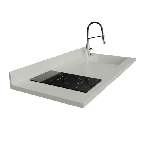 Plan De Travail Monobloc Planiquartz Avec Évier - 140 Cm - Snova - Évier à Droite - Vitrocéramique