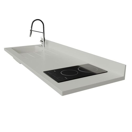 Plan De Travail Monobloc Planiquartz Avec Évier - 180 Cm - Snova - Évier à Gauche - Vitrocéramique