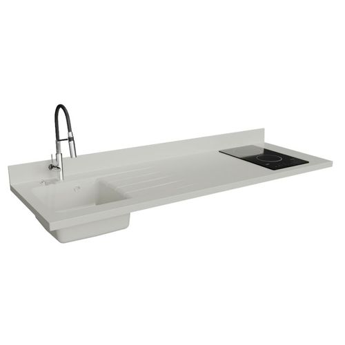 Plan De Travail Monobloc Planiquartz Avec Évier - 180 Cm - Snova - Évier à Gauche - Vitrocéramique