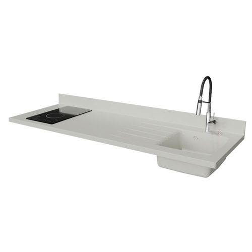 Plan De Travail Monobloc Planiquartz Avec Évier - 180 Cm - Snova - Évier à Droite - Vitrocéramique