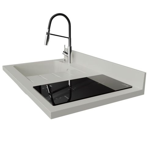 Plan De Travail Monobloc Planiquartz Avec Évier - 100 Cm - Snova - Évier à Gauche - Induction