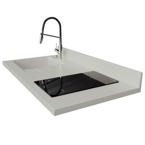 Plan De Travail Monobloc Planiquartz Avec Évier - 120 Cm - Snova - Évier à Gauche - Induction