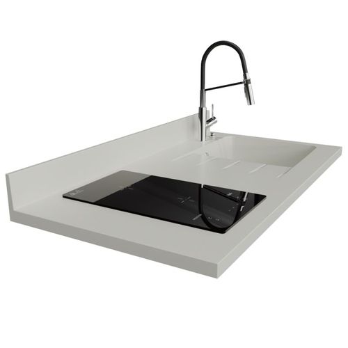 Plan De Travail Monobloc Planiquartz Avec Évier - 120 Cm - Snova - Évier à Droite - Induction