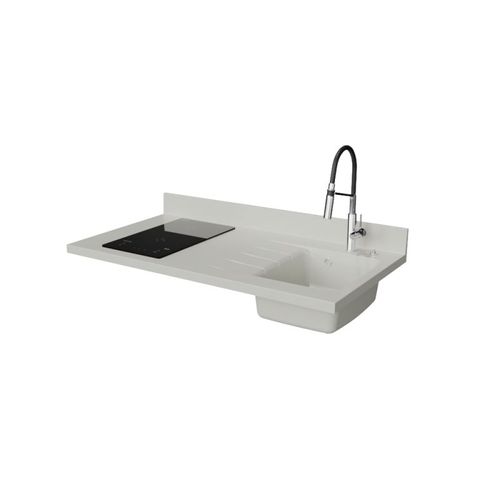 Plan De Travail Monobloc Planiquartz Avec Évier - 120 Cm - Snova - Évier à Droite - Induction