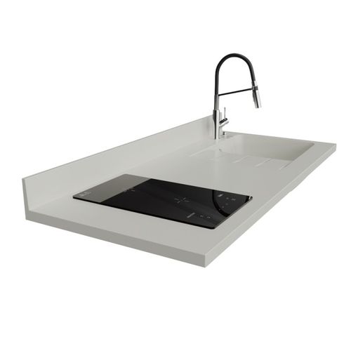 Plan De Travail Monobloc Planiquartz Avec Évier - 140 Cm - Snova - Évier à Droite - Induction