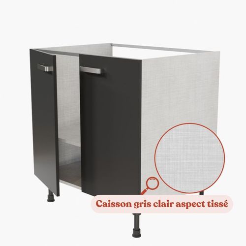 Meuble Sous Évier - 80 Cm - Noir