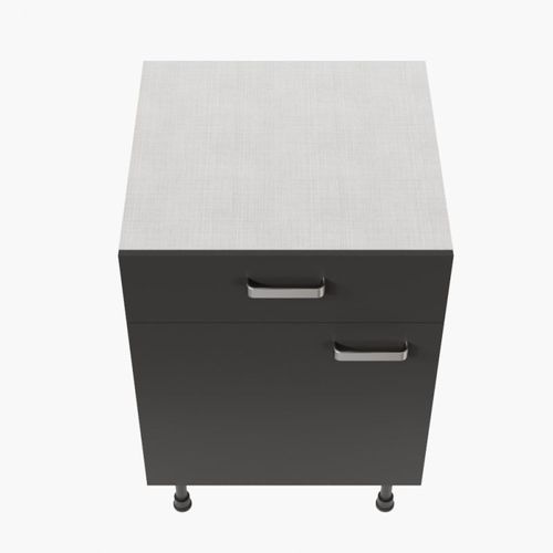 Meuble De Cuisine Bas - 1 Porte + 1 Tiroir - 60 Cm - Noir