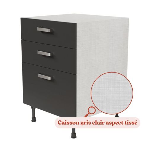 Meuble De Cuisine Bas Casserolier - 60 Cm - Noir