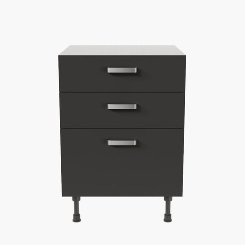 Meuble De Cuisine Bas Casserolier - 60 Cm - Noir