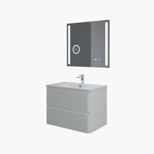 Meuble Salle De Bain Ivory 80 Cm Avec Miroir LED Duetto - Blanc Cassé