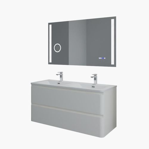 Meuble Double Vasque Ivory 120 Cm Avec Miroir LED Duetto - Blanc Cassé