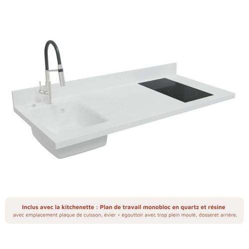 Kitchenette K13l - 140 Cm - Emplacements Frigo, Hotte Et M Noir - Snova - Évier à Gauche