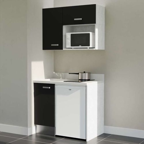 K00 : Noir - Plan Monobloc Snova Évier à Gauche + Electro Blanc