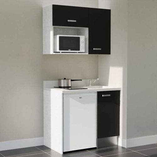 K00 : Noir - Plan Monobloc Snova Évier à Droite + Electro Blanc