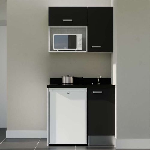 K00 : Noir - Plan Monobloc Nero Évier à Droite + Electro Blanc